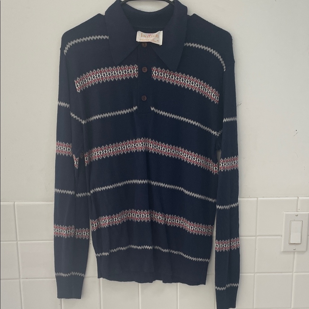 Jantzen Navy Sweater with Red and White Accents